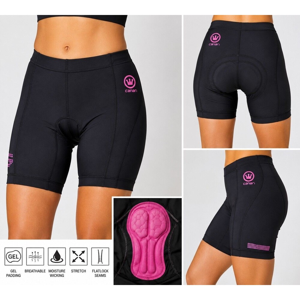 Canari Black Cycling Shorts Women L Gel Padded Biking Compression Bicycle Active